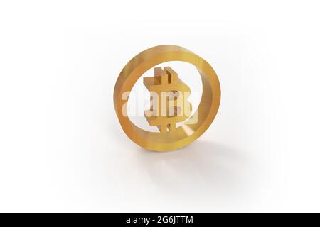 Or bitcoin crypto-monnaie isolée sur fond blanc Banque D'Images