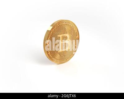 Or bitcoin crypto-monnaie isolée sur fond blanc Banque D'Images