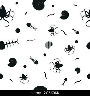 Motif sans couture, fruits de mer sur fond blanc - illustration vectorielle Illustration de Vecteur