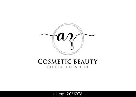 AZ logo féminine beauté monogramme et élégant logo design, écriture logo de la signature initiale, mariage, mode, floral et botanique avec la création Illustration de Vecteur