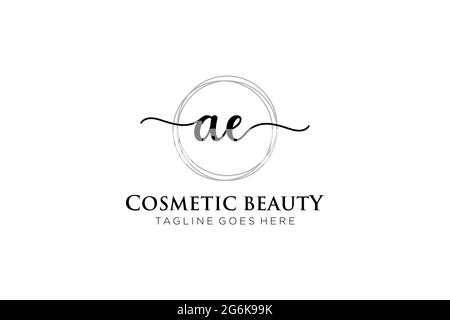 AE logo féminin beauté monogramme et élégant logo design, écriture logo de la signature initiale, mariage, mode, floral et botanique avec la création Illustration de Vecteur