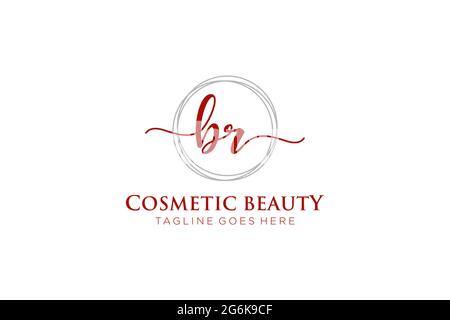 BR logo féminin beauté monogramme et élégant logo design, écriture logo de la signature initiale, mariage, mode, floral et botanique avec la création Illustration de Vecteur