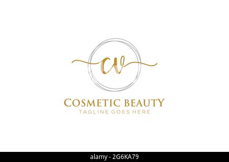 CV logo féminin beauté monogramme et élégant logo design, écriture logo de la signature initiale, mariage, mode, floral et botanique avec la création Illustration de Vecteur