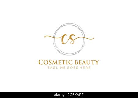 CS logo féminin beauté monogramme et élégant logo design, écriture logo de la signature initiale, mariage, mode, floral et botanique avec la création Illustration de Vecteur