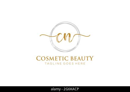 CN logo féminin beauté monogramme et élégant logo design, écriture logo de la signature initiale, mariage, mode, floral et botanique avec la création Illustration de Vecteur