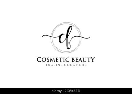 Cf logo féminin beauté monogramme et élégant logo design, écriture logo de la signature initiale, mariage, mode, floral et botanique avec la création Illustration de Vecteur