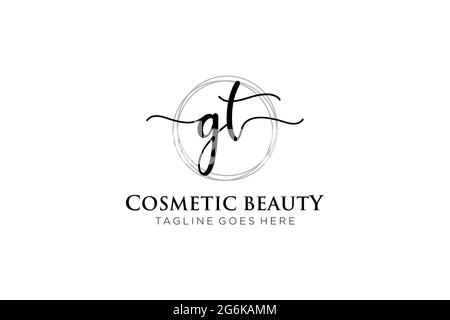 GT logo féminine beauté monogramme et élégant logo design, écriture logo de la signature initiale, mariage, mode, floral et botanique avec la création Illustration de Vecteur