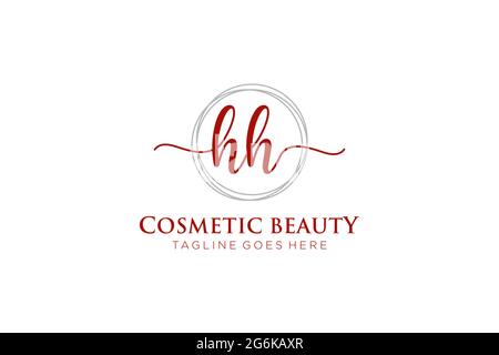 Logo HH féminine beauté monogramme et élégant logo design, écriture logo de la signature initiale, mariage, mode, floral et botanique avec la création Illustration de Vecteur