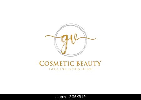 GV logo féminin beauté monogramme et élégant logo design, écriture logo de la signature initiale, mariage, mode, floral et botanique avec la création Illustration de Vecteur