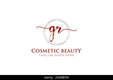 GR logo féminin beauté monogramme et élégant logo design, écriture logo de la signature initiale, mariage, mode, floral et botanique avec la création Illustration de Vecteur