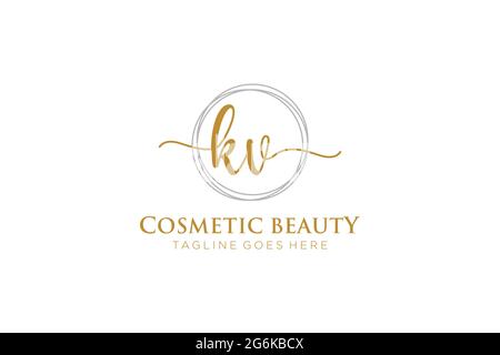 KV logo féminin beauté monogramme et élégant logo design, écriture logo de la signature initiale, mariage, mode, floral et botanique avec la création Illustration de Vecteur