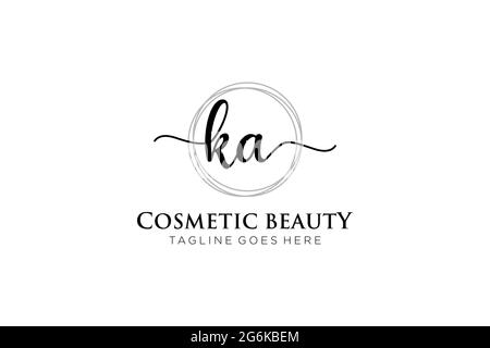 KA logo féminin beauté monogramme et élégant logo design, écriture logo de la signature initiale, mariage, mode, floral et botanique avec la création Illustration de Vecteur