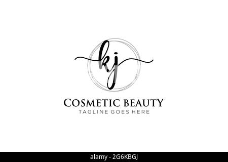 KJ logo féminin beauté monogramme et élégant logo design, écriture logo de la signature initiale, mariage, mode, floral et botanique avec la création Illustration de Vecteur