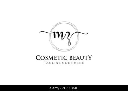 MZ logo féminin beauté monogramme et élégant logo design, écriture logo de la signature initiale, mariage, mode, floral et botanique avec la création Illustration de Vecteur