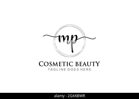 MP logo féminin beauté monogramme et élégant logo design, écriture logo de la signature initiale, mariage, mode, floral et botanique avec la création Illustration de Vecteur