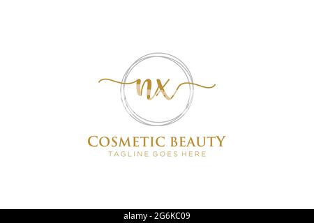 NX logo féminin beauté monogramme et élégant logo design, écriture logo de la signature initiale, mariage, mode, floral et botanique avec la création Illustration de Vecteur