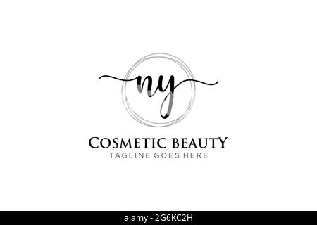 NY logo féminin beauté monogramme et élégant logo design, écriture logo de la signature initiale, mariage, mode, floral et botanique avec la création Illustration de Vecteur