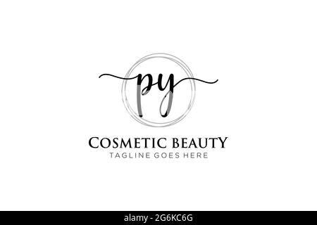 PY logo féminin beauté monogramme et élégant logo design, écriture logo de la signature initiale, mariage, mode, floral et botanique avec la création Illustration de Vecteur