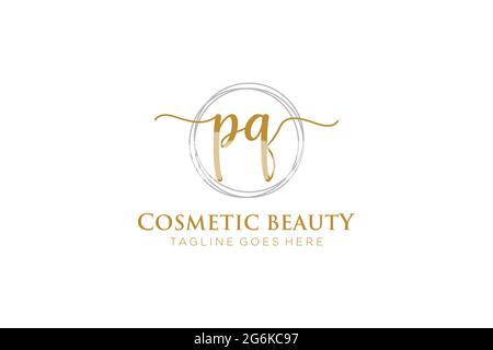 PQ logo féminin beauté monogramme et élégant logo design, écriture logo de la signature initiale, mariage, mode, floral et botanique avec la création Illustration de Vecteur