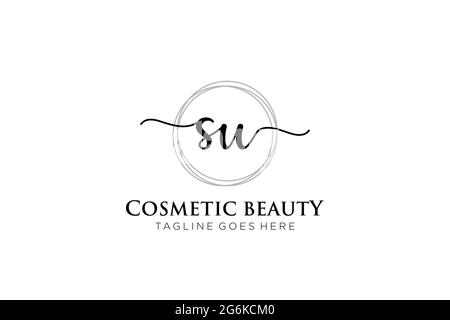 Su logo féminin beauté monogramme et élégant logo design, écriture logo de la signature initiale, mariage, mode, floral et botanique avec la création Illustration de Vecteur