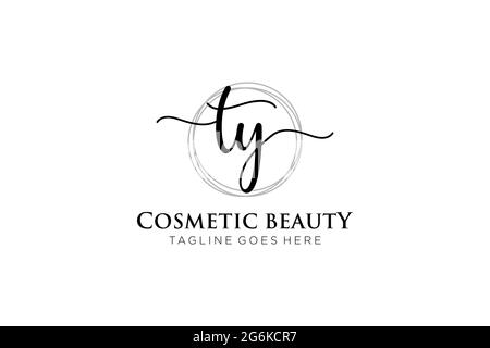 TY logo féminin beauté monogramme et élégant logo design, écriture logo de la signature initiale, mariage, mode, floral et botanique avec la création Illustration de Vecteur