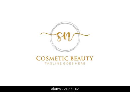 SN logo féminin beauté monogramme et élégant logo design, écriture logo de la signature initiale, mariage, mode, floral et botanique avec la création Illustration de Vecteur