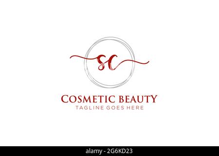 SC logo féminin beauté monogramme et élégant logo design, écriture logo de la signature initiale, mariage, mode, floral et botanique avec la création Illustration de Vecteur