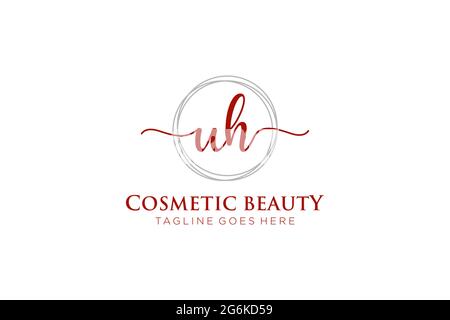 UH logo féminin beauté monogramme et élégant logo design, écriture logo de la signature initiale, mariage, mode, floral et botanique avec la création Illustration de Vecteur