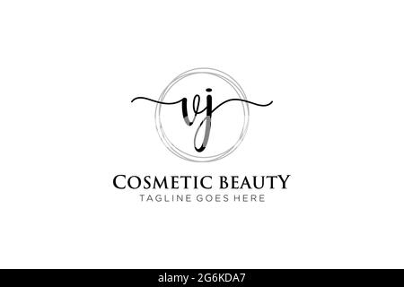 VJ logo féminin beauté monogramme et élégant logo design, écriture logo de la signature initiale, mariage, mode, floral et botanique avec la création Illustration de Vecteur