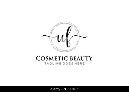 UF logo féminin beauté monogramme et élégant logo design, écriture logo de la signature initiale, mariage, mode, floral et botanique avec la création Illustration de Vecteur