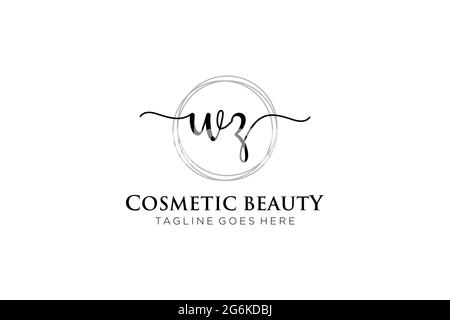 WZ logo féminin beauté monogramme et élégant logo design, écriture logo de la signature initiale, mariage, mode, floral et botanique avec la création Illustration de Vecteur