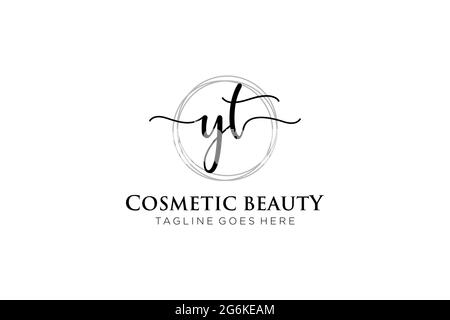 YT logo féminin beauté monogramme et élégant logo design, écriture logo de la signature initiale, mariage, mode, floral et botanique avec la création Illustration de Vecteur