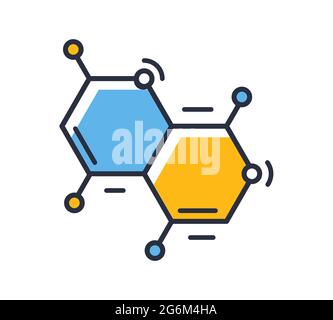 Icône de formule chimique. Molécule isolée sur fond blanc. Éléments de conception, colorés. Élément pour les concepts mobiles et les applications Web. Vecteur de style plat i Illustration de Vecteur