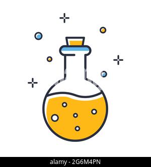 Icône produits chimiques pour flacons. Verre de laboratoire isolé sur fond blanc. Éléments de conception, colorés. Élément pour les concepts mobiles et les applications Web. Coupe plate ve Illustration de Vecteur