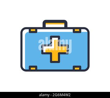 Icône du sac du médecin. Matériel médical isolé sur fond blanc. Éléments de conception, colorés. Élément pour les concepts mobiles et les applications Web. Coupe plate en V ect Illustration de Vecteur