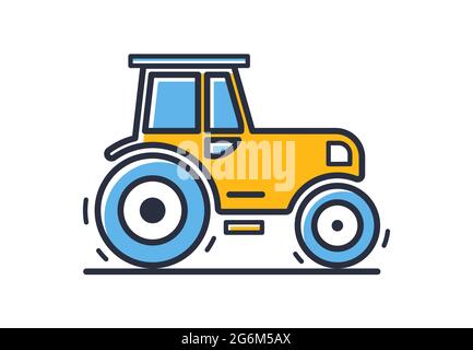 Icône tracteur. Icône de vecteur tracteur, pictogramme, vue latérale isolée sur fond blanc. Éléments de conception, colorés. Élément pour les concepts mobiles et les points d'accès Web Illustration de Vecteur