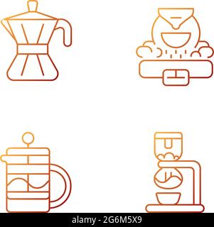 Ensemble d'icônes vectorielles linéaires à gradient pour appareil de préparation du café Illustration de Vecteur