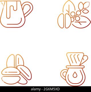 Ensemble d'icônes vecteur linéaire gradient de préparation du café Illustration de Vecteur