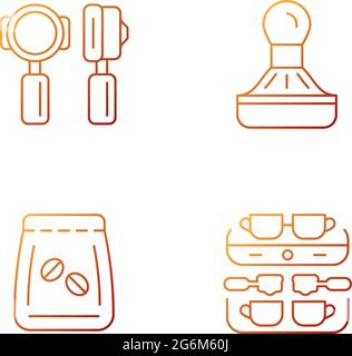 Café-restaurant outils professionnels dégradé vecteur linéaire icônes ensemble Illustration de Vecteur