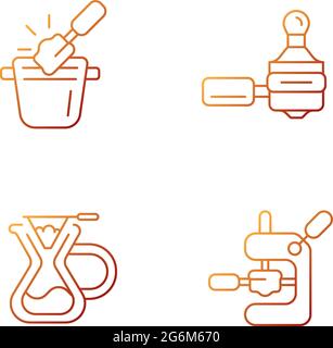 Café-restaurant outils dégradé vecteur linéaire icônes ensemble Illustration de Vecteur