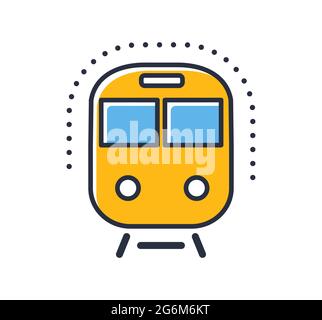 Icône train. Panneau de transport isolé sur fond blanc. Éléments de conception, colorés. Élément pour les concepts mobiles et les applications Web. Illustration du vecteur de style plat Illustration de Vecteur