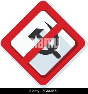 Illustration de l'étiquette de danger du communisme du signe de décommunisation Illustration de Vecteur
