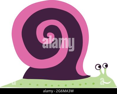 Illustration vectorielle d'un escargot coloré dans un style 2d rétro convivial Illustration de Vecteur
