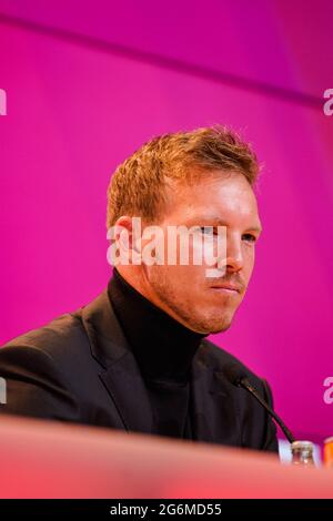 Munich Allemagne 7 juillet 2021, football: Le FC Bayern Munich présente le Manager de l'équipe Julian Nagelsmann; Portrait Julian Nagelsmann le FC Bayern München via Mirafoto Banque D'Images