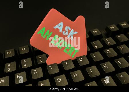 Texte d'écriture Demandez à un expert. Mot pour confirmation qui ont lu comprendre et accepter les directives de conversion des notes écrites en données numériques Banque D'Images