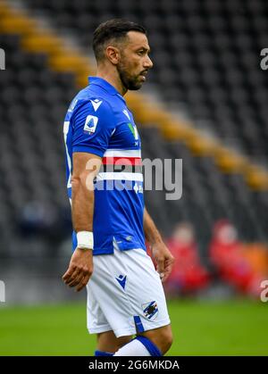 Udine, Italie. 1er juin 2021. Portrait de Fabio Quagliarella (Sampdoria) pendant la saison de l'UC Sampdoria 2020/2021, football italien série A match à Udine, Italie, juin 01 2021 crédit: Agence de photo indépendante/Alamy Live News Banque D'Images