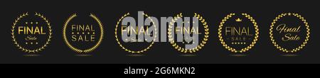 Solde ensemble d'étiquettes pour couronne de Laurier doré Illustration de Vecteur