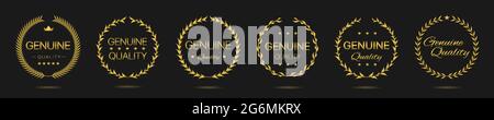 Jeu d'étiquettes pour couronne de Laurier doré de qualité authentique Illustration de Vecteur