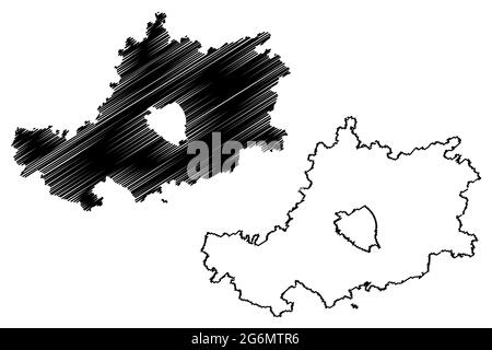 Bamberg district (République fédérale d'Allemagne, district rural haute-Franconie, État libre de Bavière) carte illustration vectorielle, scribble sketch Bamberg Illustration de Vecteur