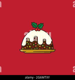 Illustration vectorielle du gâteau aux fruits de Noël pour la journée du gâteau aux fruits le 27 décembre. Illustration de Vecteur